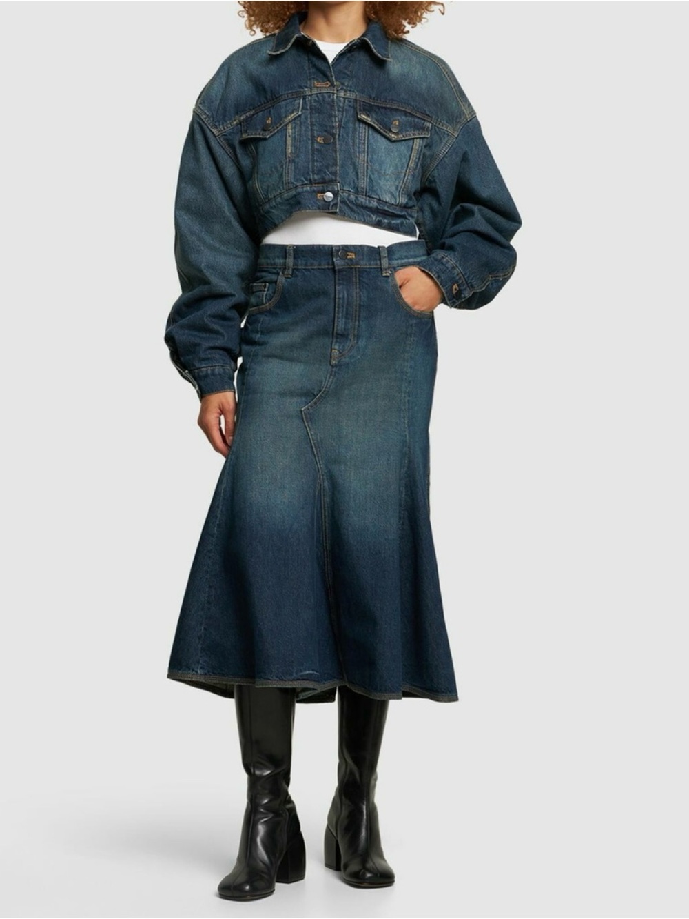 Marc Jacobs Structured Denim MIDI Skirt NWT 28